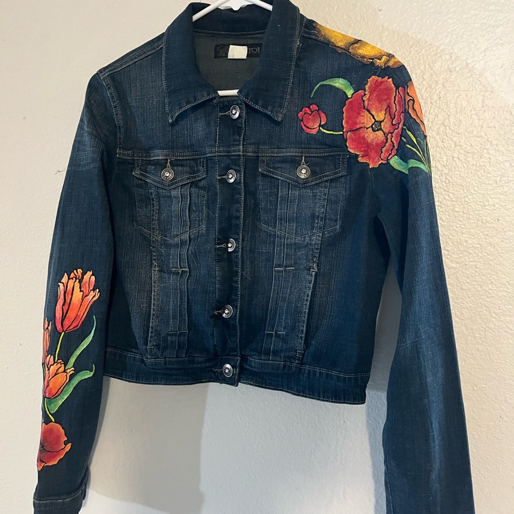 Hand Painted Floral Denim Jacket